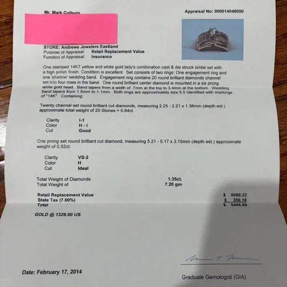 14 karat gold ladies wedding ring set - Picture 4 of 9